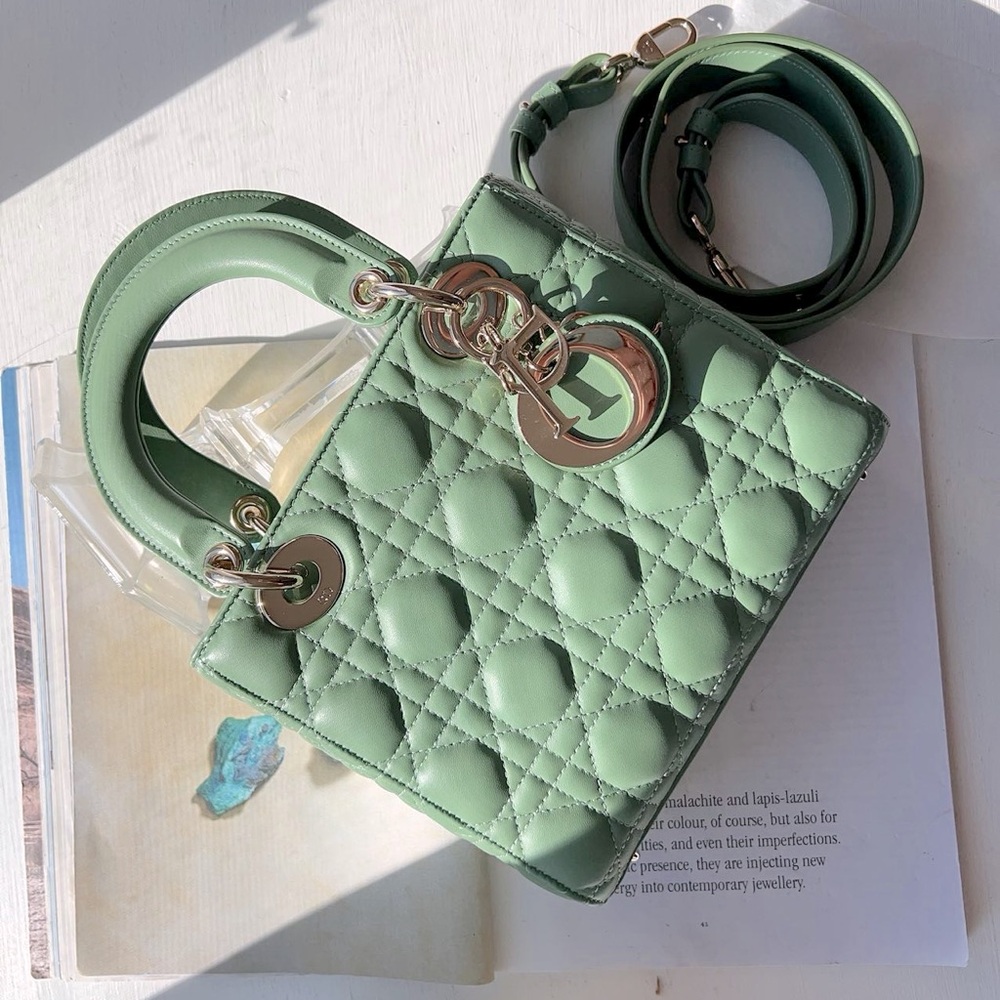 Christian Dior Lambskin Small My ABCDior Lady Dior Green